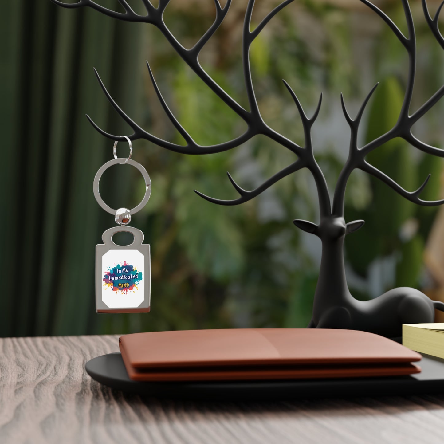 Rectangle Photo Keyring — 'In My Unmedicated Mind' Color Splash Photo Keychain