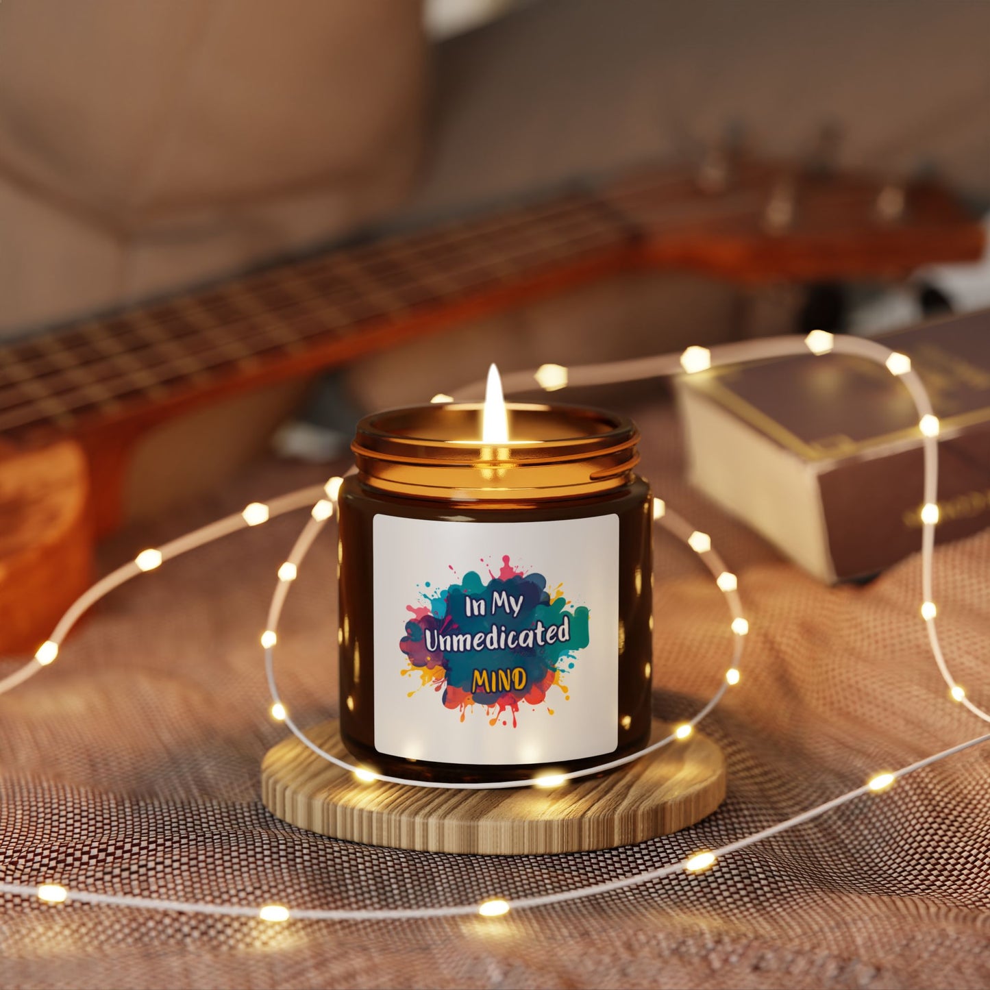 In My Unmedicated Mind Soy Candle — Amber Jar Comfort Scent