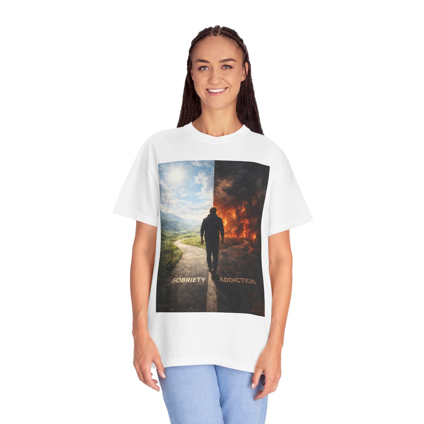 Sobriety vs Addiction T-Shirt — Recovery Awareness Graphic Tee