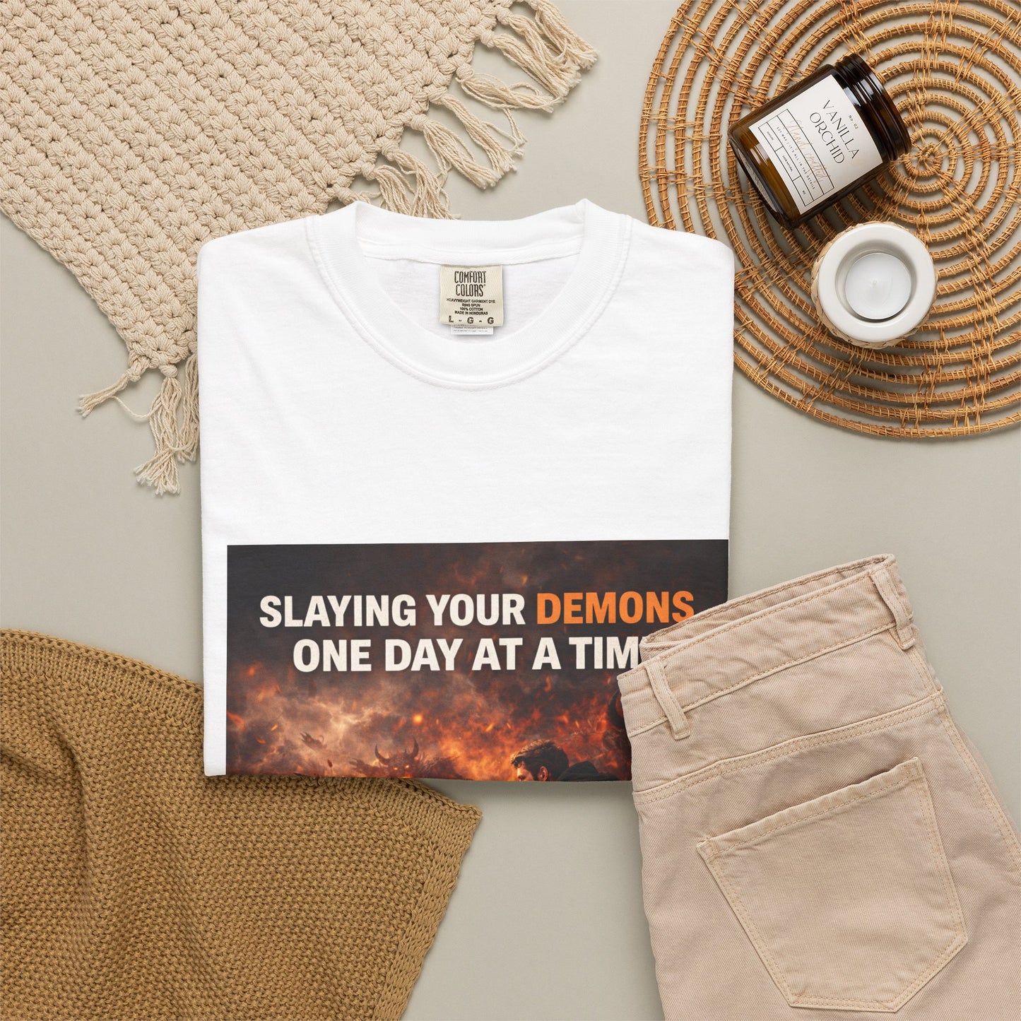 T-Shirt — "Slaying Your Demons One Day at a Time" Motivational Graphic Tee