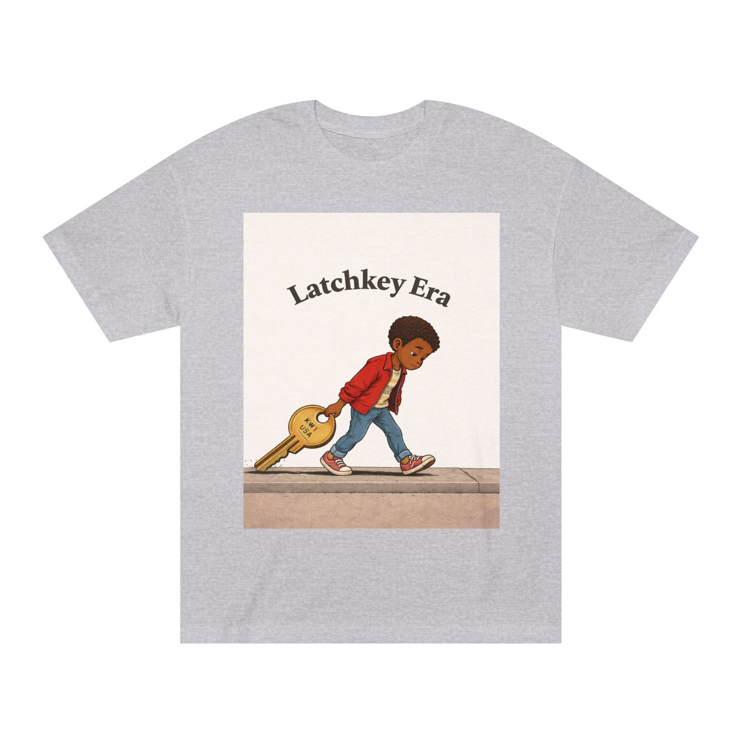 Latchkey Era T‑Shirt – Retro Kid with Key Illustration