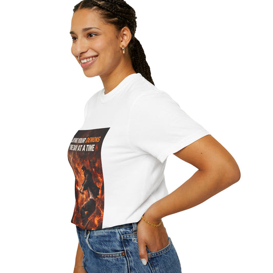 T-Shirt — "Slaying Your Demons One Day at a Time" Motivational Graphic Tee