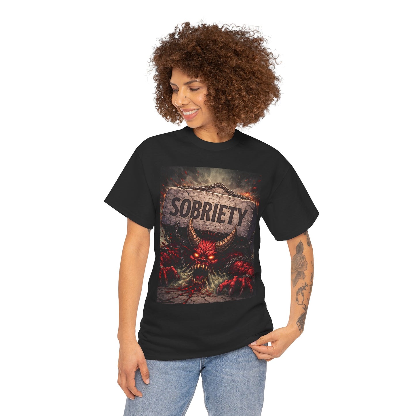Sobriety Demon T-Shirt — Recovery Gothic Graphic Tee