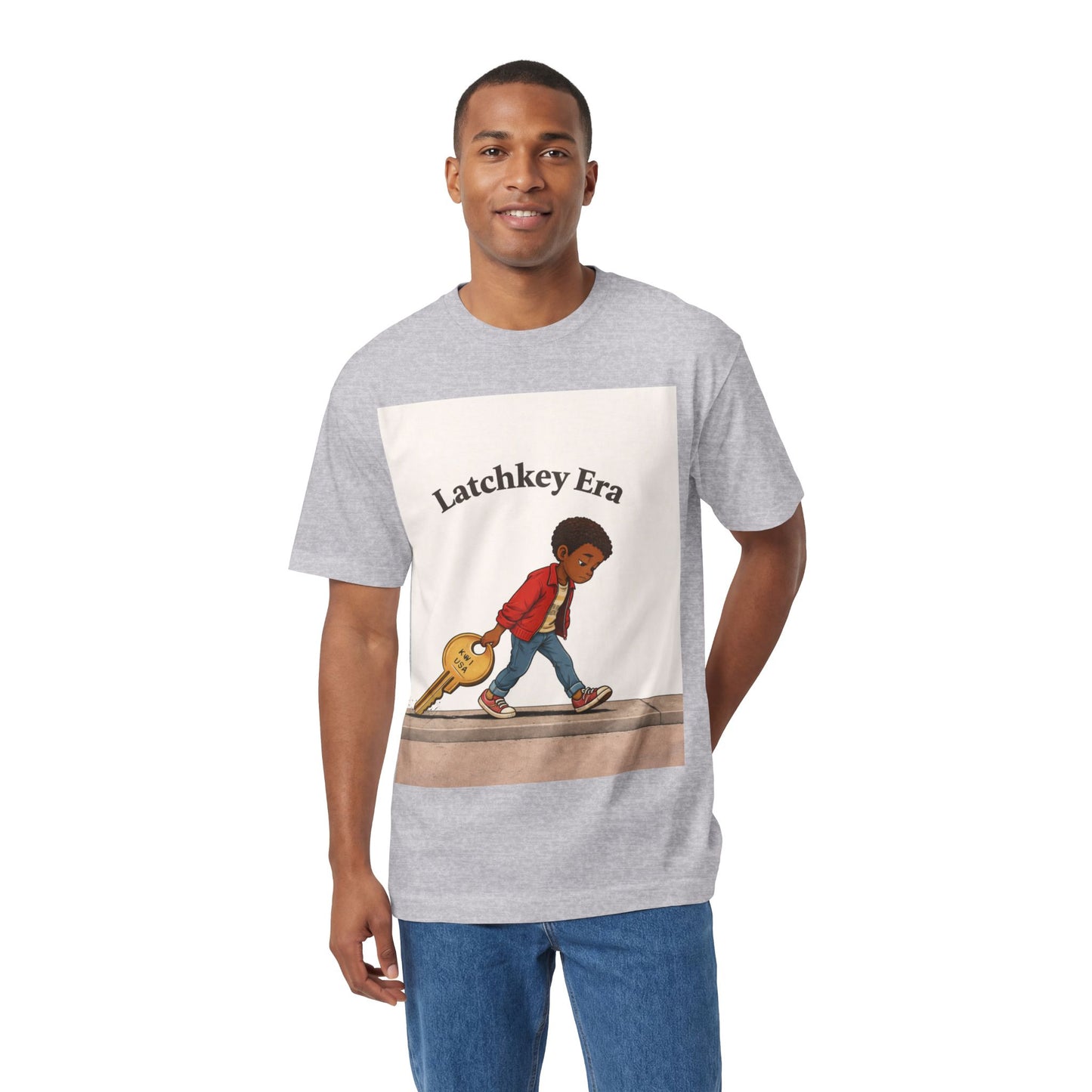 Latchkey Era T‑Shirt – Retro Kid with Key Illustration