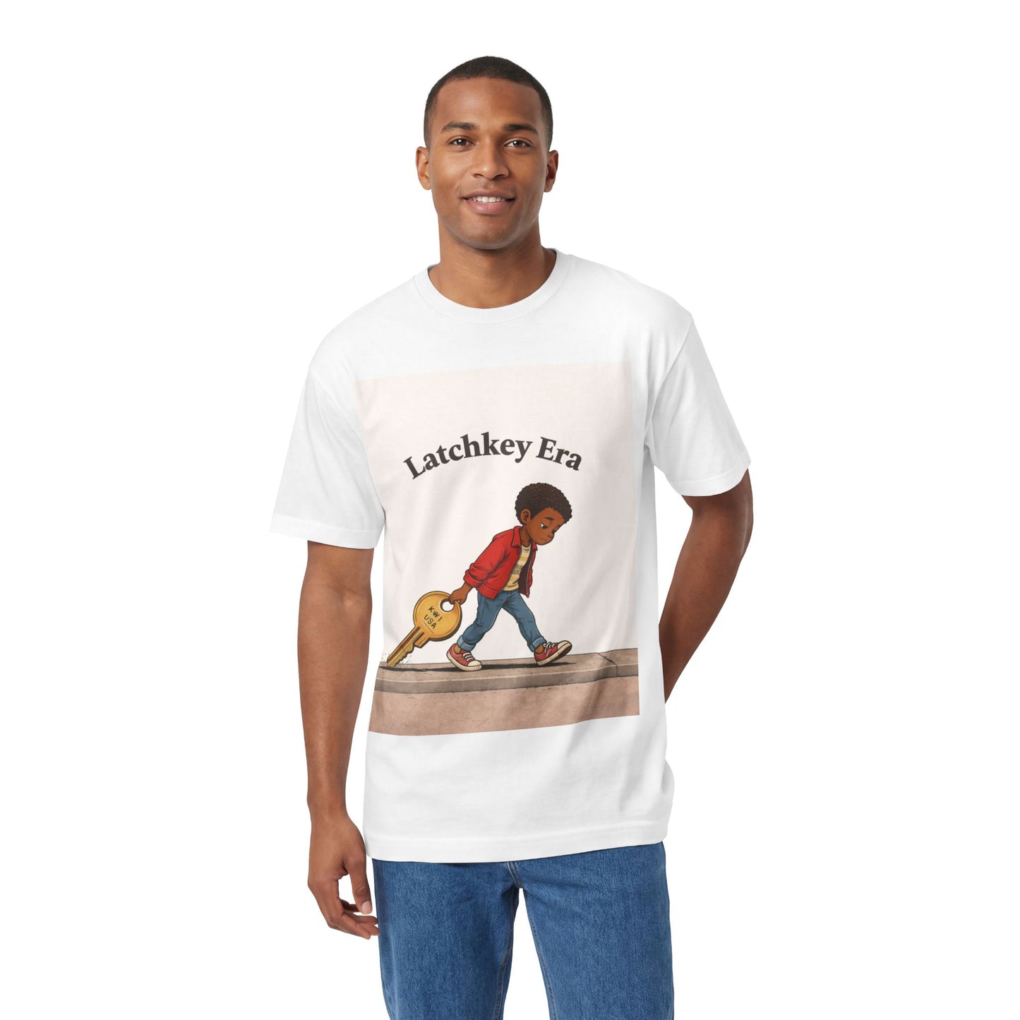 Latchkey Era T‑Shirt – Retro Kid with Key Illustration