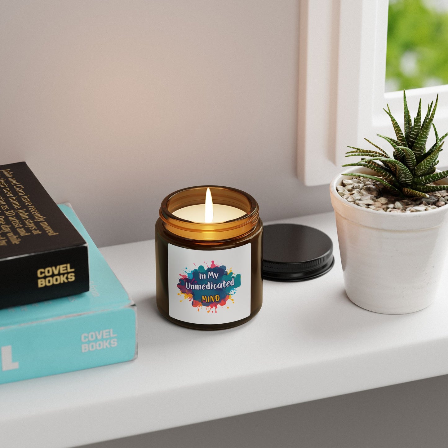 In My Unmedicated Mind Soy Candle — Amber Jar Comfort Scent